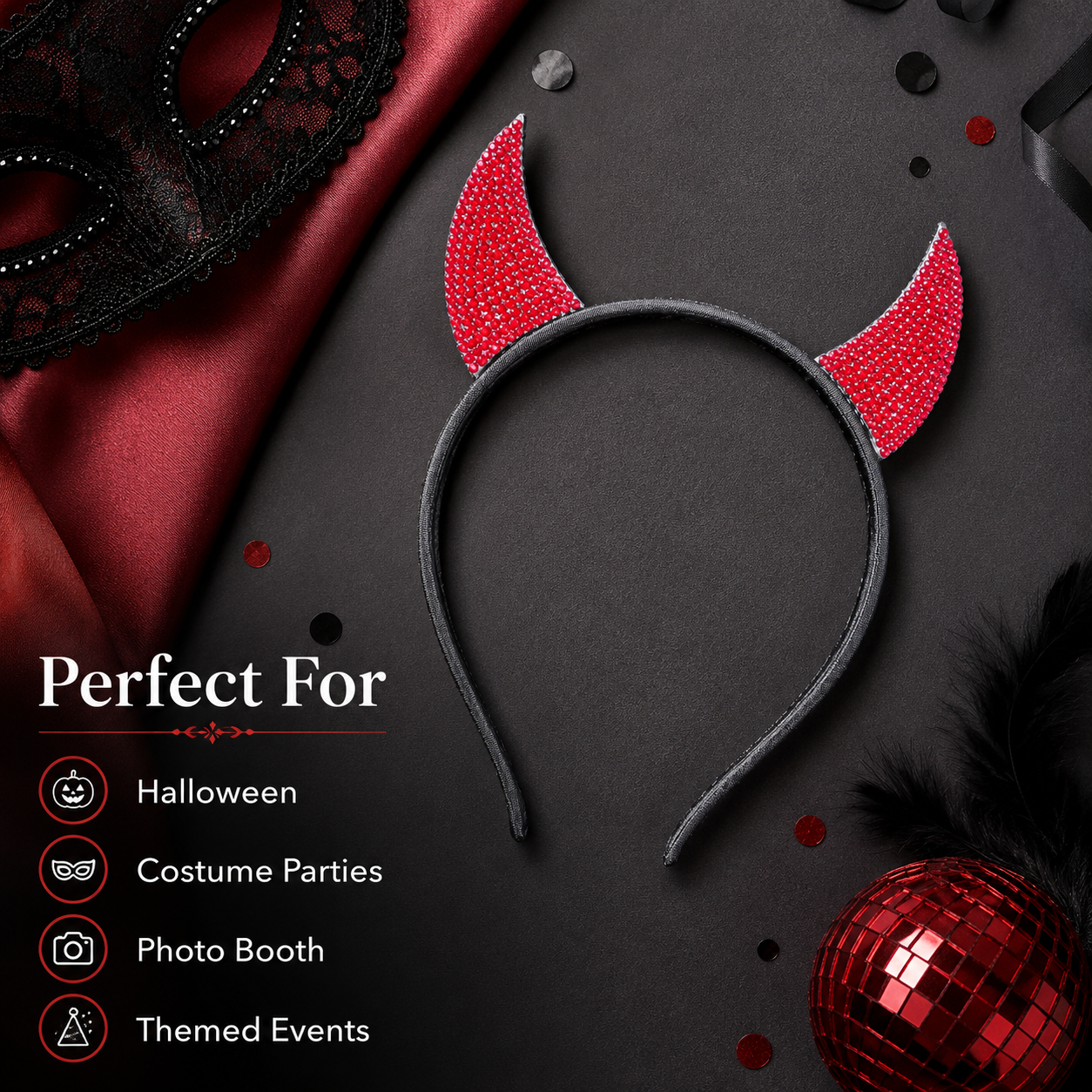 Rhine Stone Red Devil Headband