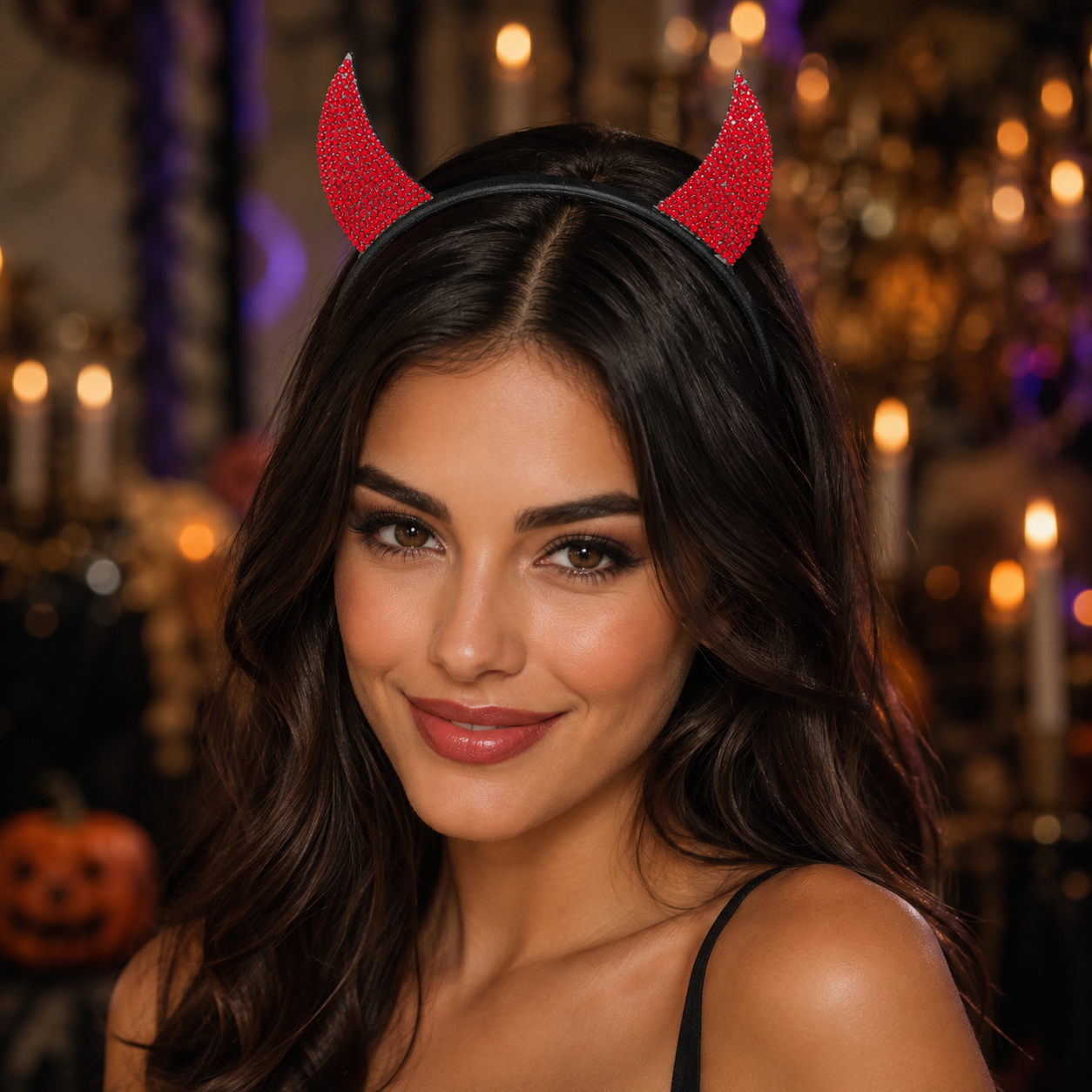 Rhine Stone Red Devil Headband