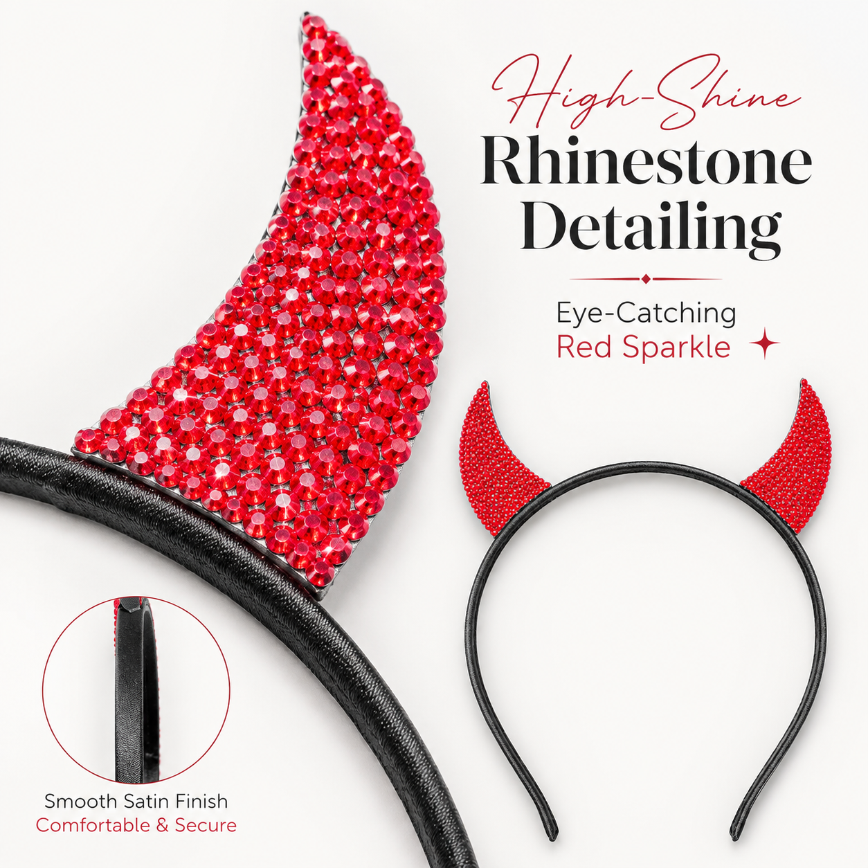 Rhine Stone Red Devil Headband
