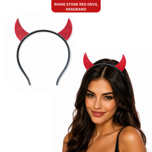 Rhine Stone Red Devil Headband