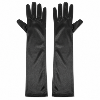 Fancy Satin Black Gloves for Dress Up
