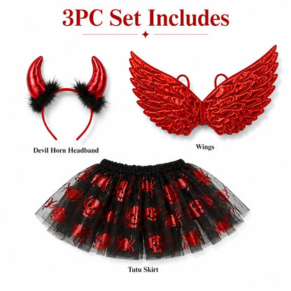 Devil Angel Tutu Dress 3PC Set