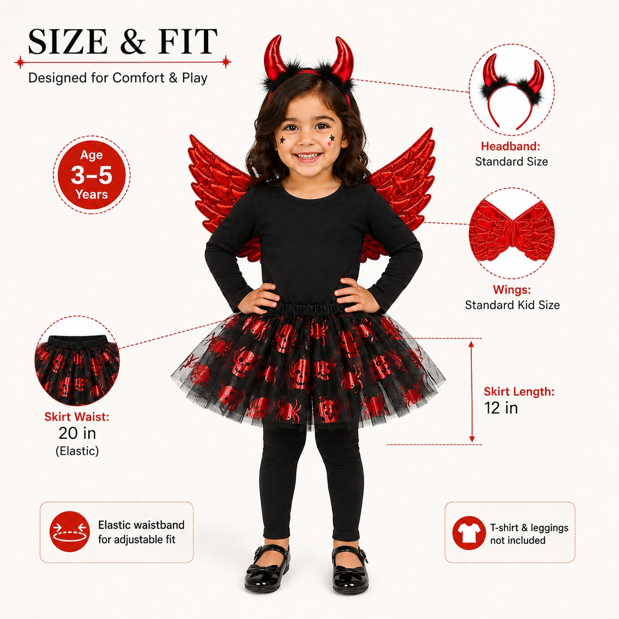 Devil Angel Tutu Dress 3PC Set