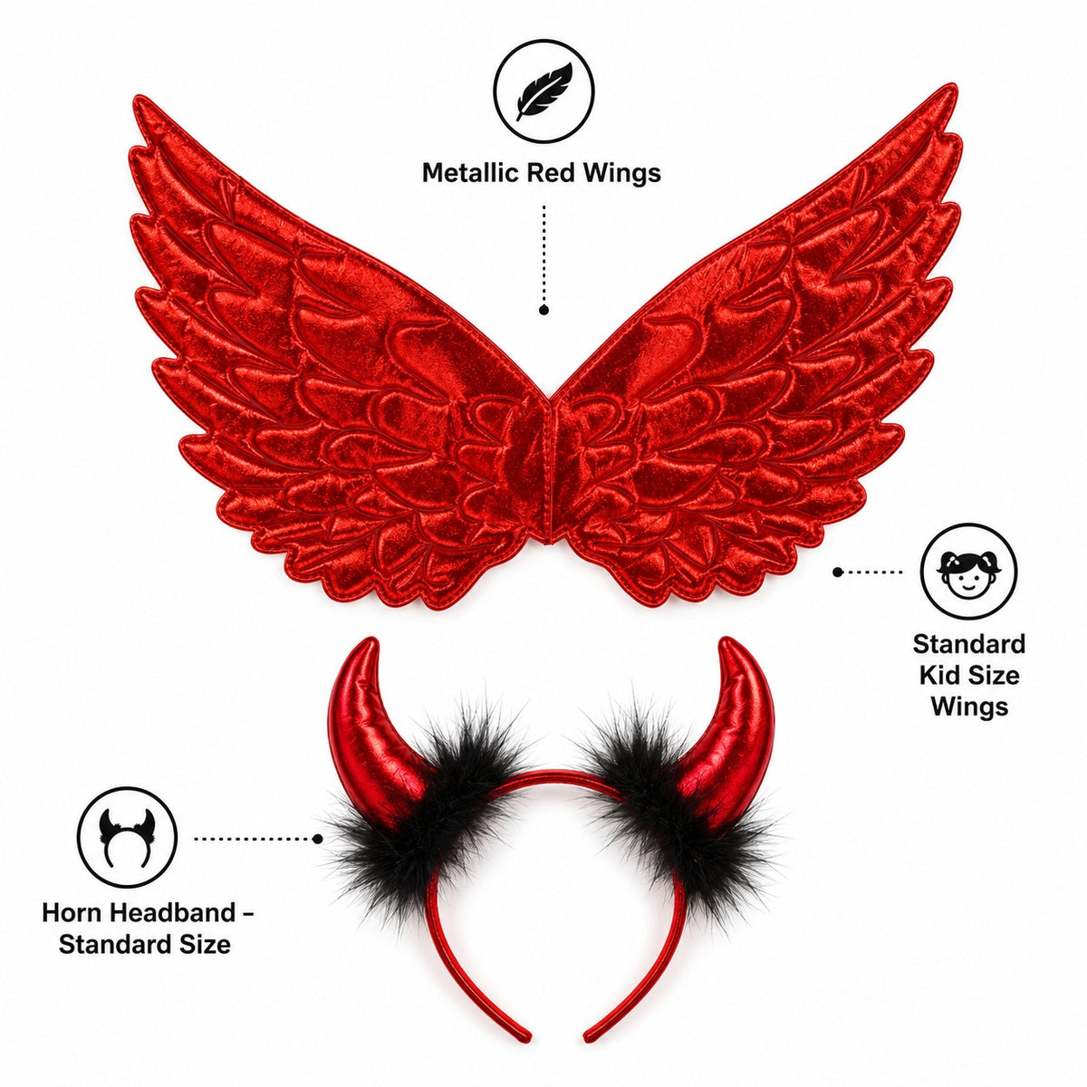 Devil Angel Tutu Dress 3PC Set