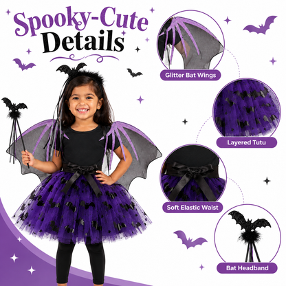 Bat Girl Tutu Dress 4PC Set - Size SS - Age 1 to 3