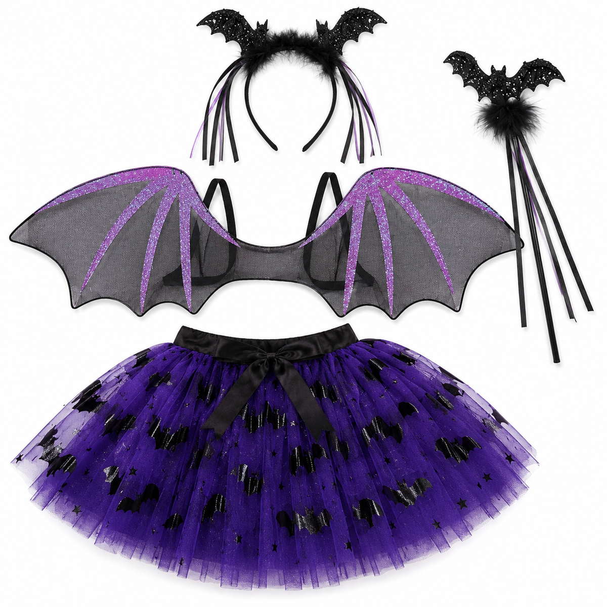 Bat Girl Tutu Dress 4PC Set - Size SS - Age 1 to 3