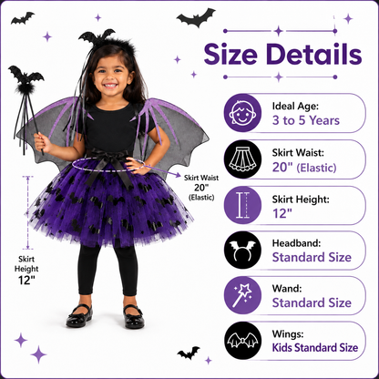 Bat Girl Tutu Dress 4PC Set - Size SS - Age 1 to 3