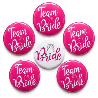 Team Bride & Bride To Be Buttons - 6PC