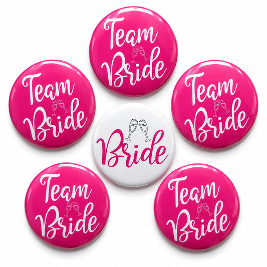 Team Bride & Bride To Be Buttons - 6PC