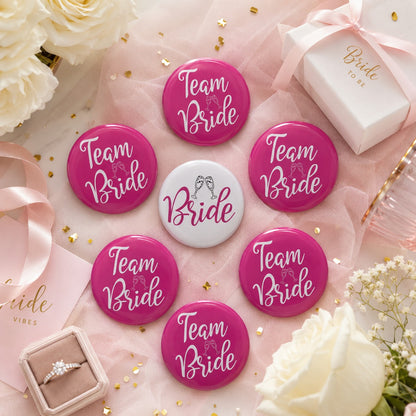 Team Bride & Bride To Be Buttons - 6PC