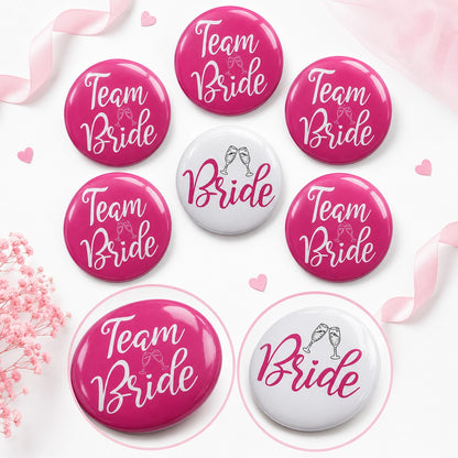 Team Bride & Bride To Be Buttons - 6PC