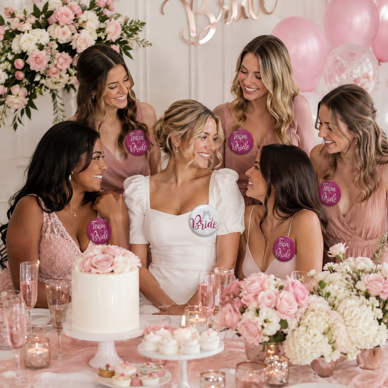 Team Bride & Bride To Be Buttons - 6PC