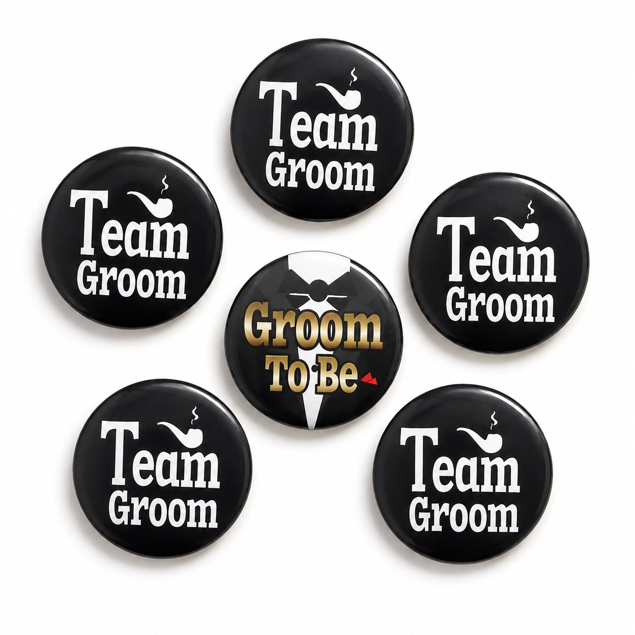Team Groom & Groom To Be Buttons - 6PC