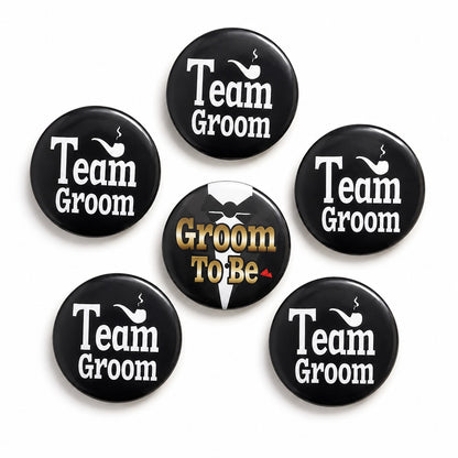 Team Groom & Groom To Be Buttons - 6PC