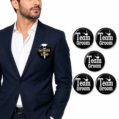 Team Groom & Groom To Be Buttons - 6PC