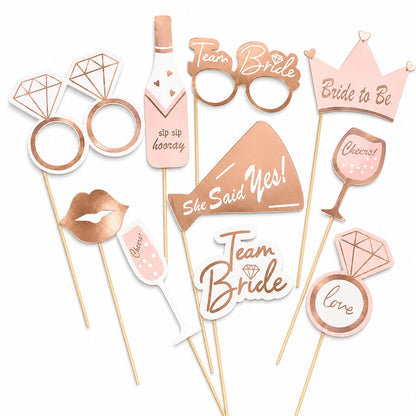 Team Bride Photo Props  Rose Gold - 10PC