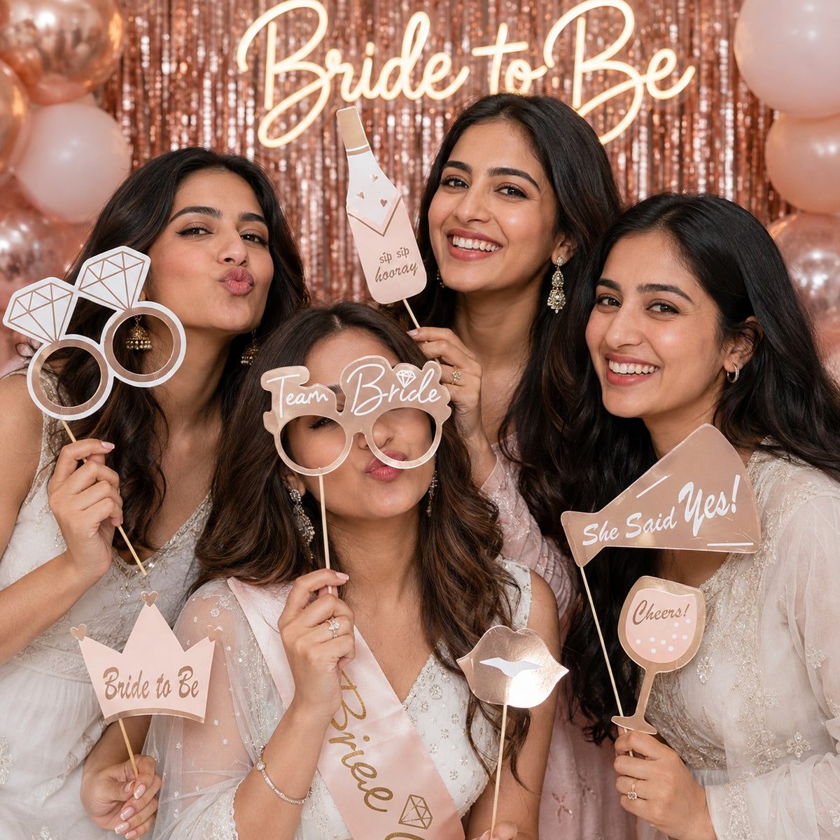 Team Bride Photo Props  Rose Gold - 10PC