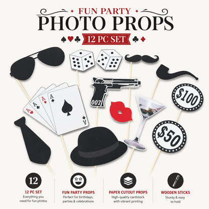 Card Party Photo Props - 12PC