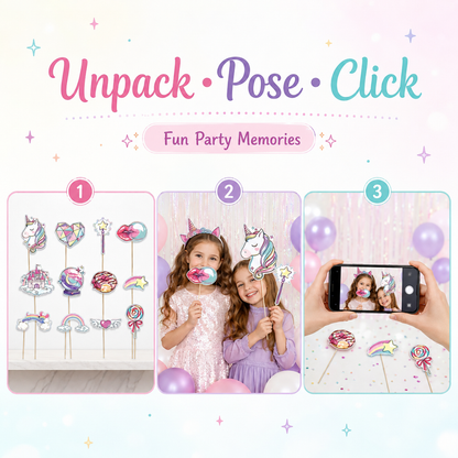 Unicorn Theme Photo Props - 10PC