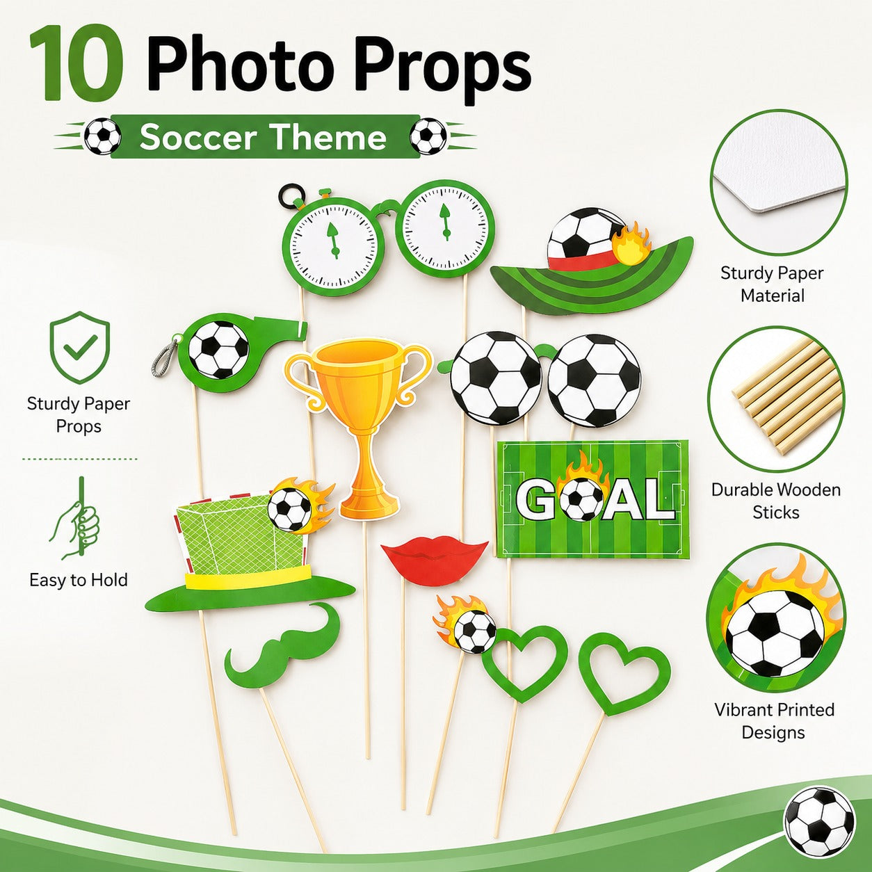Soccer Theme Photo Props - 10PC