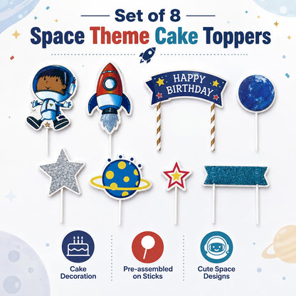 Space Theme Cake Topper - 7PC