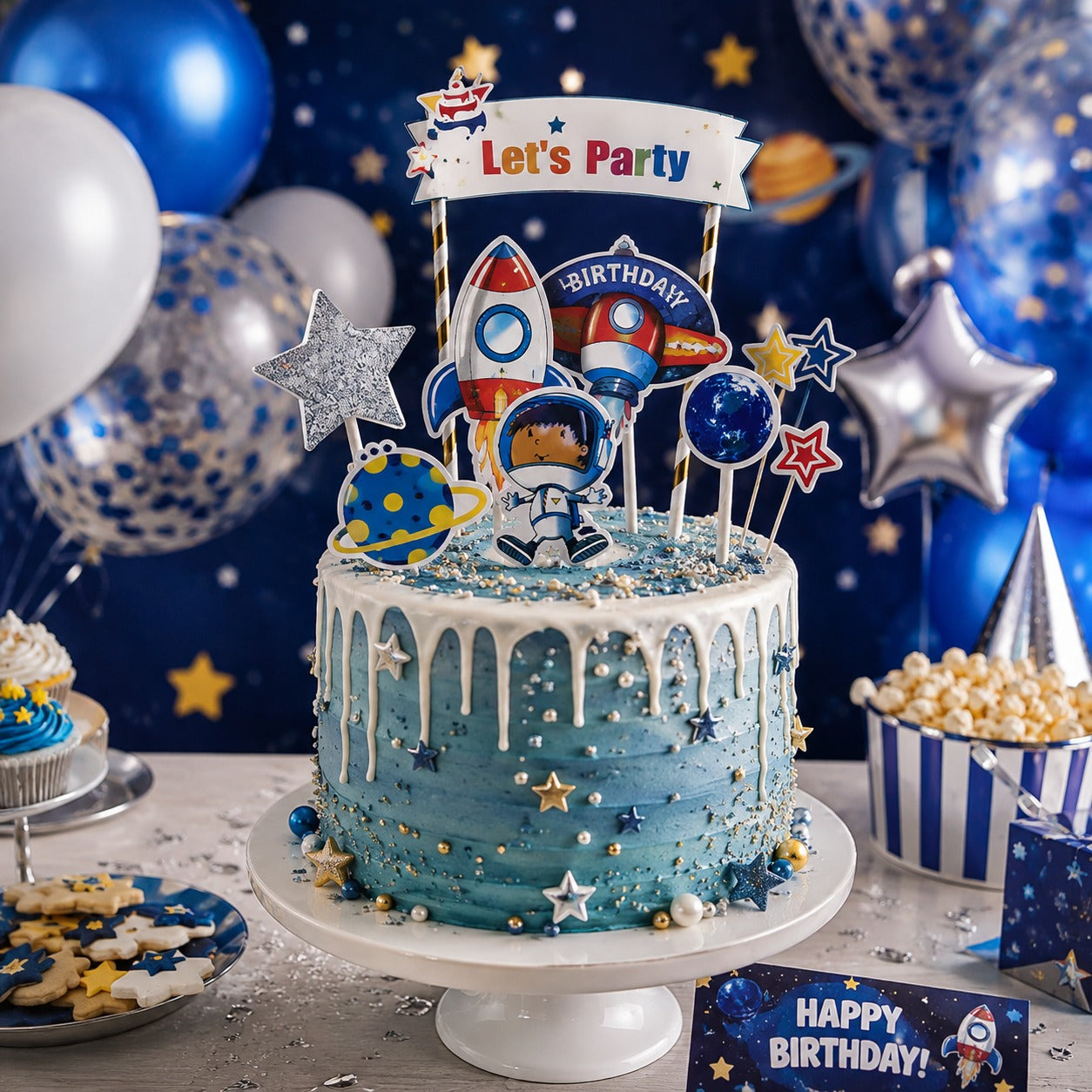Space Theme Cake Topper - 7PC