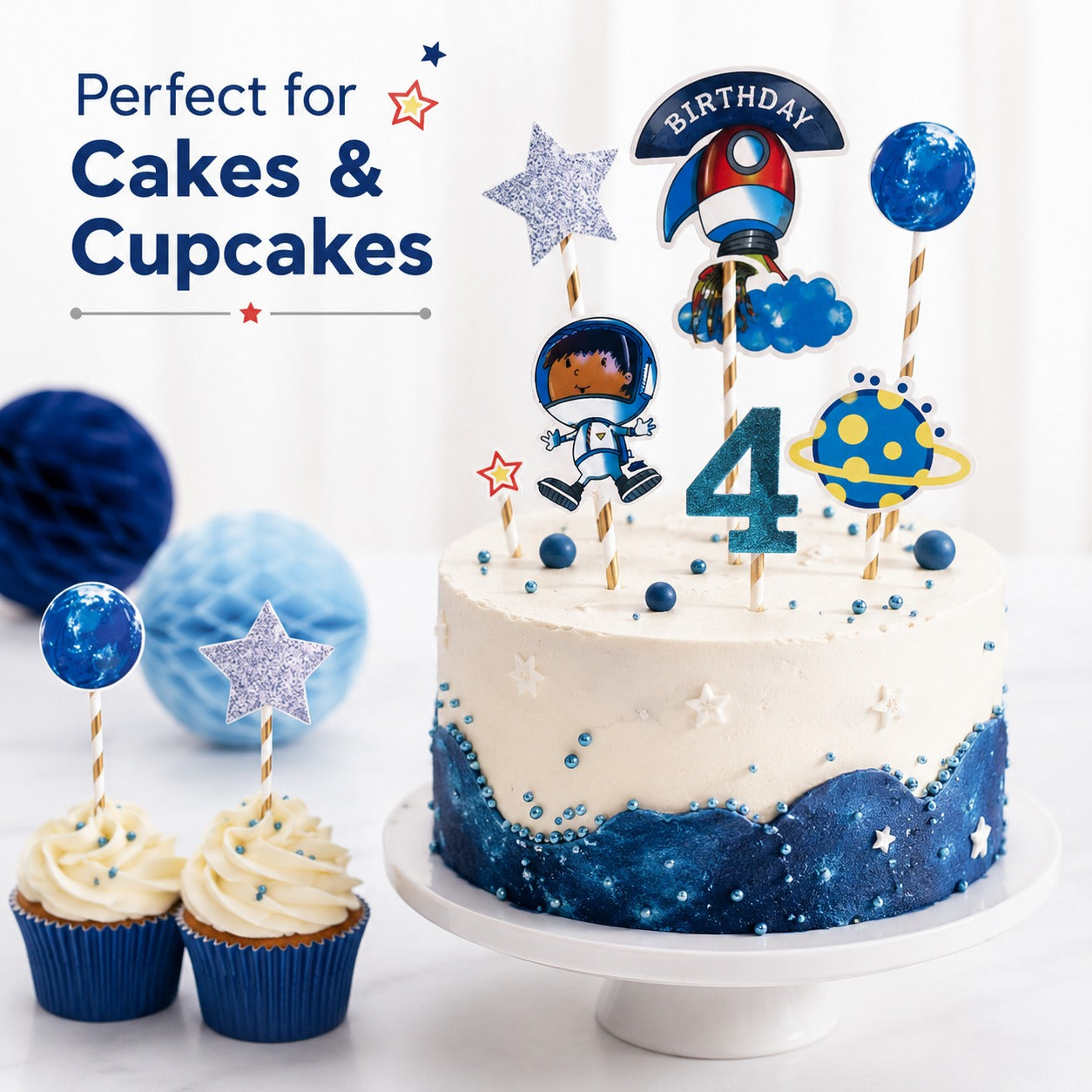 Space Theme Cake Topper - 7PC
