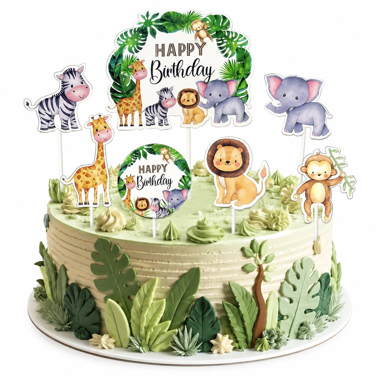 Jungle Animal Theme Cake Topper - 7PC