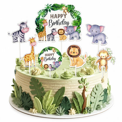 Jungle Animal Theme Cake Topper - 7PC