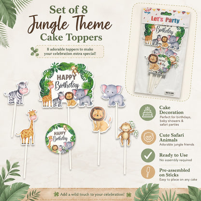 Jungle Animal Theme Cake Topper - 7PC