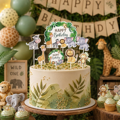 Jungle Animal Theme Cake Topper - 7PC