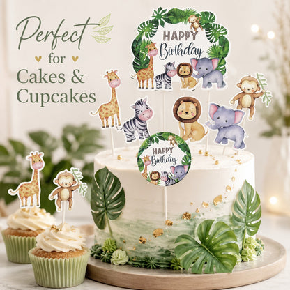 Jungle Animal Theme Cake Topper - 7PC