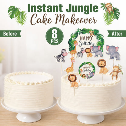 Jungle Animal Theme Cake Topper - 7PC