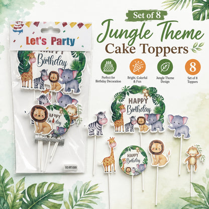 Jungle Animal Theme Cake Topper - 7PC