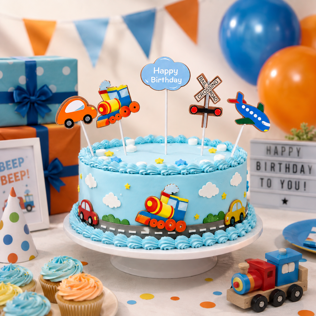 Transport Theme Cake Topper - 5PC