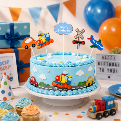 Transport Theme Cake Topper - 5PC