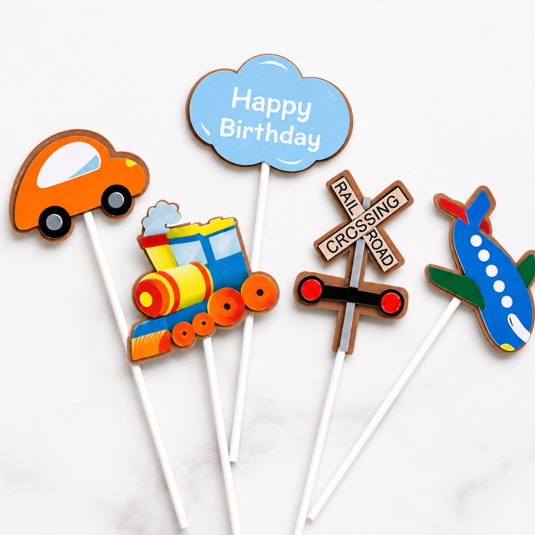 Transport Theme Cake Topper - 5PC