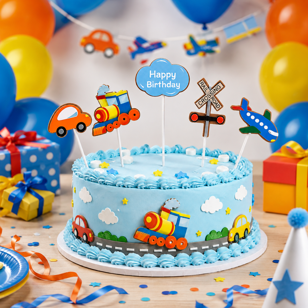 Transport Theme Cake Topper - 5PC