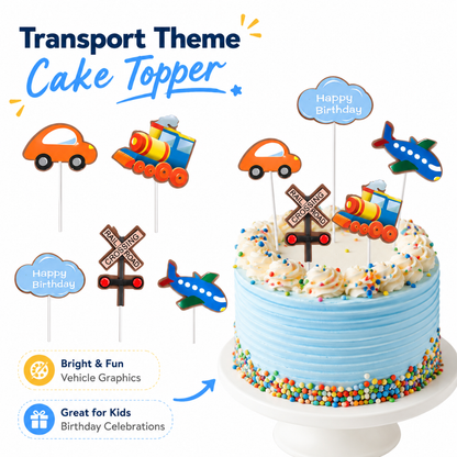 Transport Theme Cake Topper - 5PC