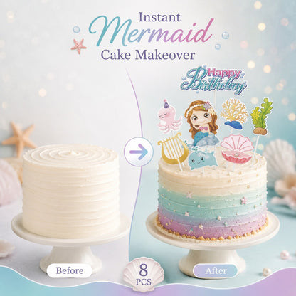 Mermaid Theme Cake Topper - 8PC