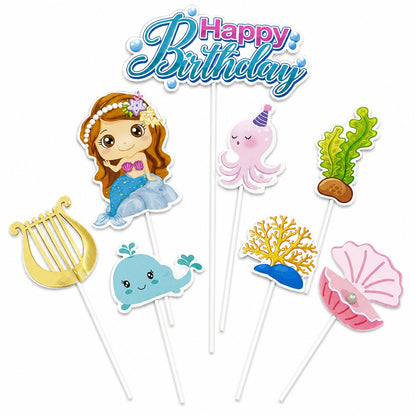 Mermaid Theme Cake Topper - 8PC