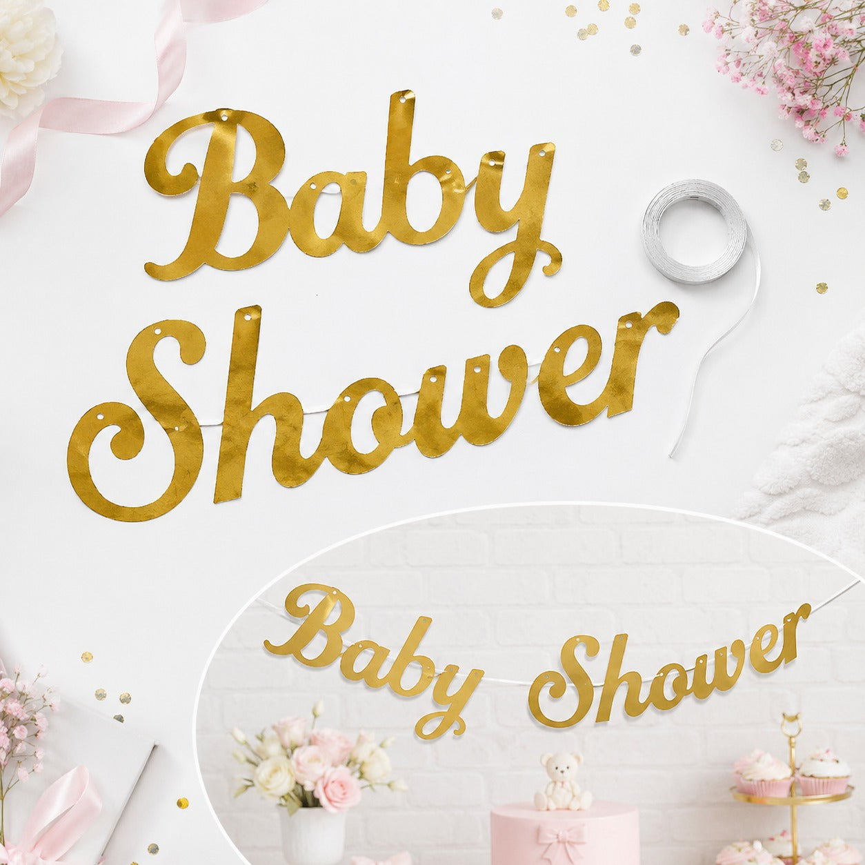 Baby Shower Golden Banner