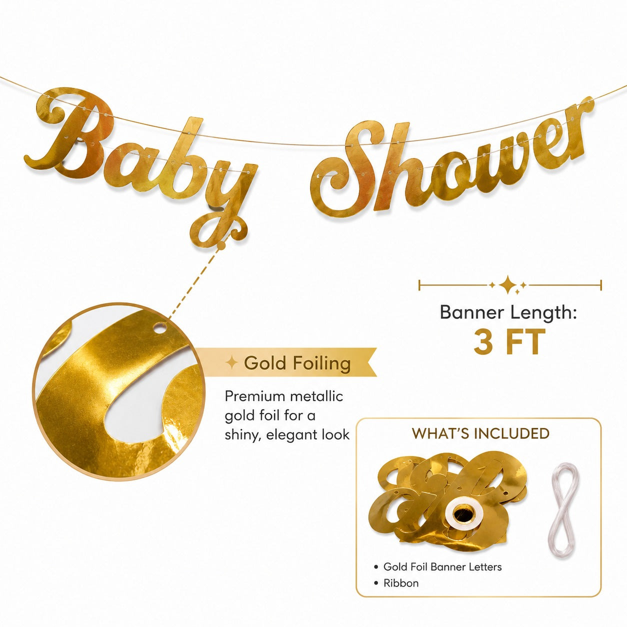 Baby Shower Golden Banner