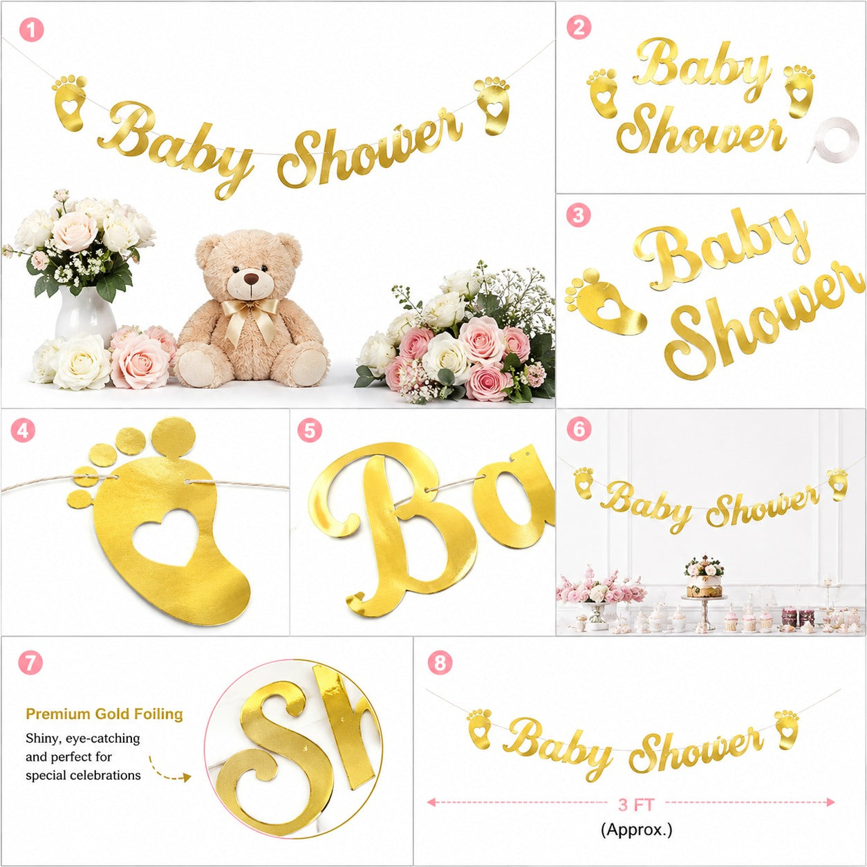 Baby Shower Golden Banner