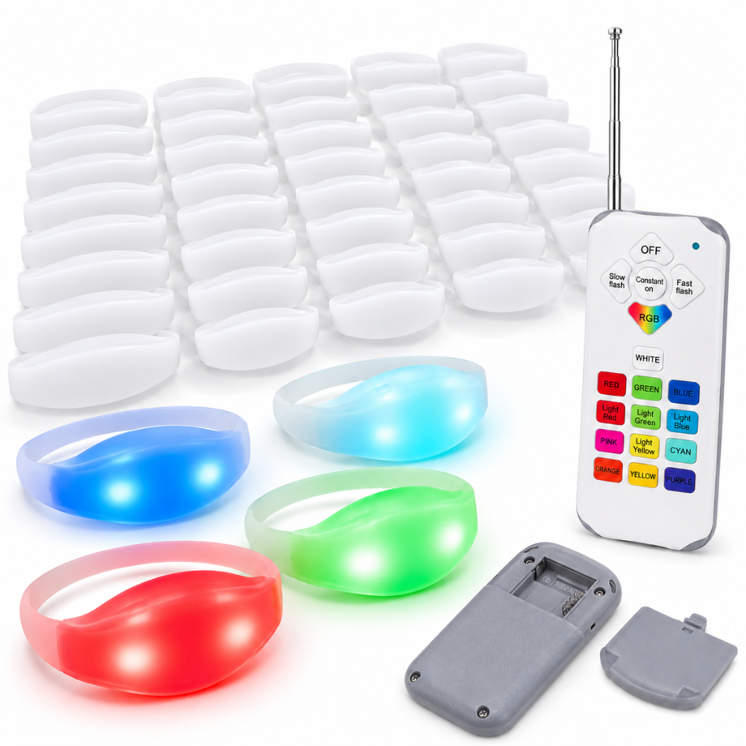 LED Wrist Band Remote Controlled Set - 50PC Kit