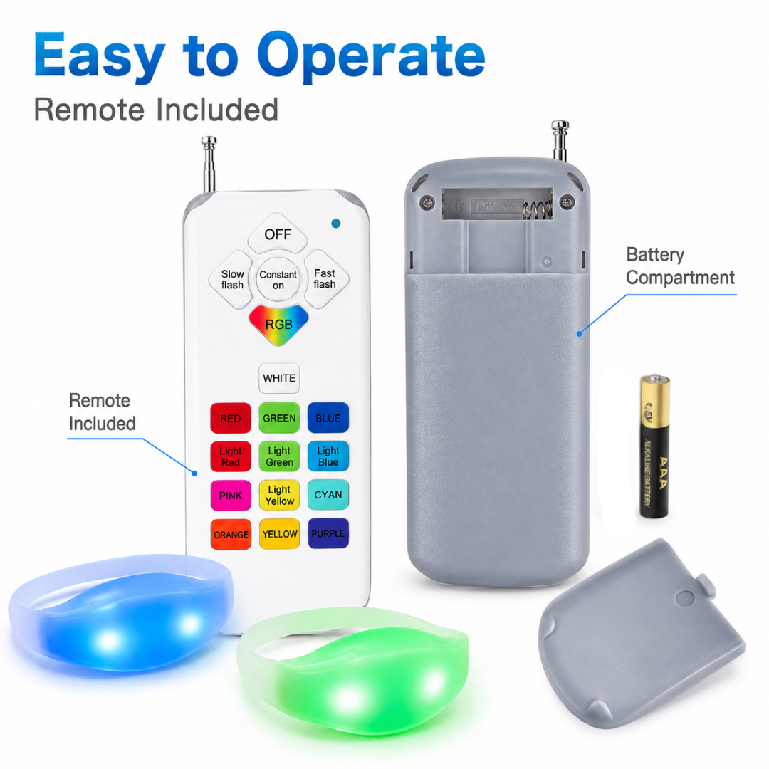LED Wrist Band Remote Controlled Set - 50PC Kit