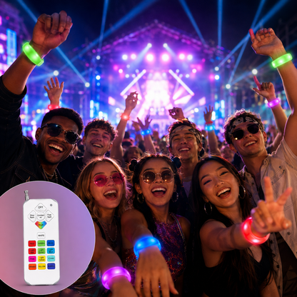 LED Wrist Band Remote Controlled Set - 50PC Kit