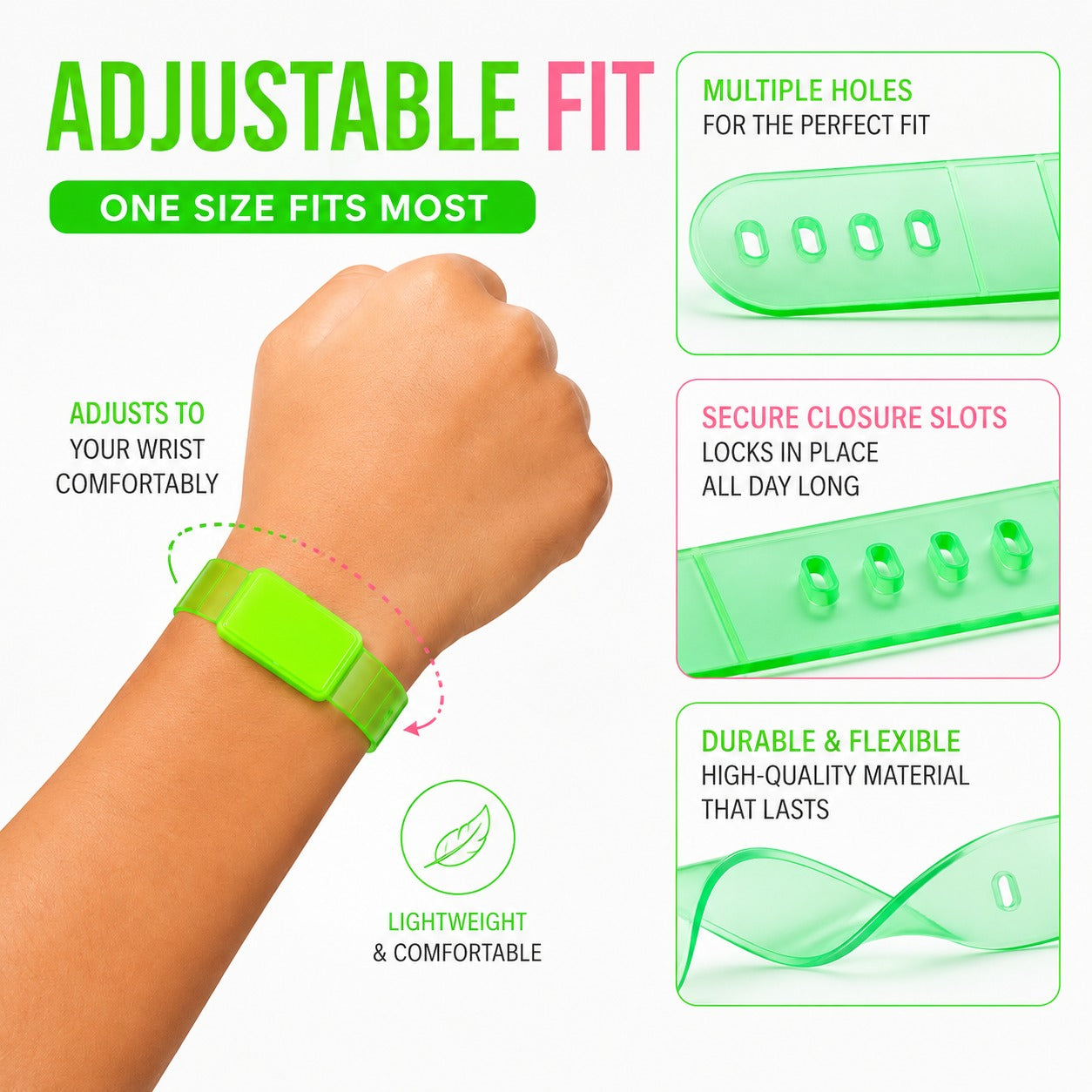 LED Translucent Assorted Neon Color Wrist Band for Kids