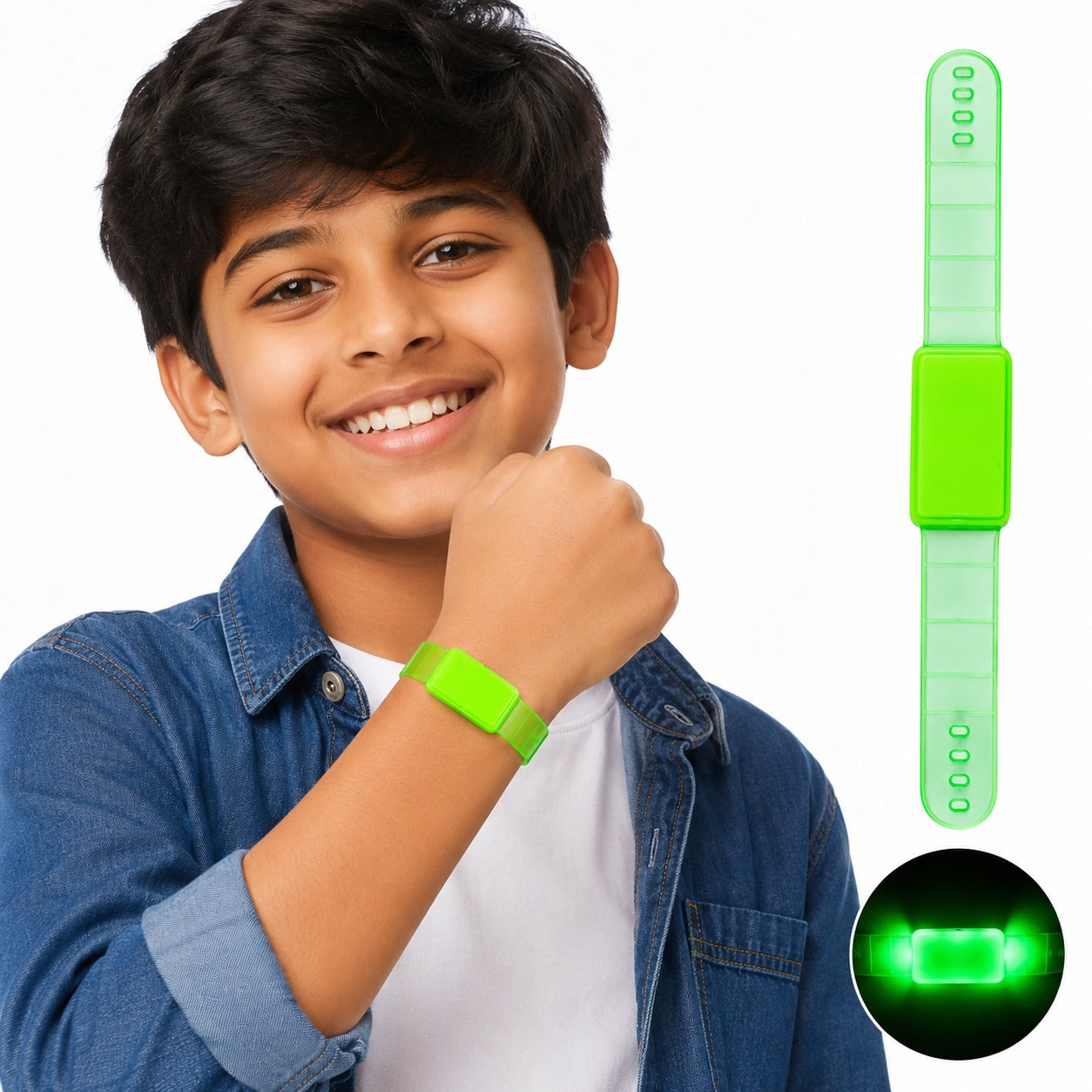 LED Translucent Assorted Neon Color Wrist Band for Kids