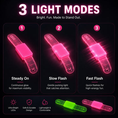 LED Translucent Assorted Neon Color Wrist Band for Kids